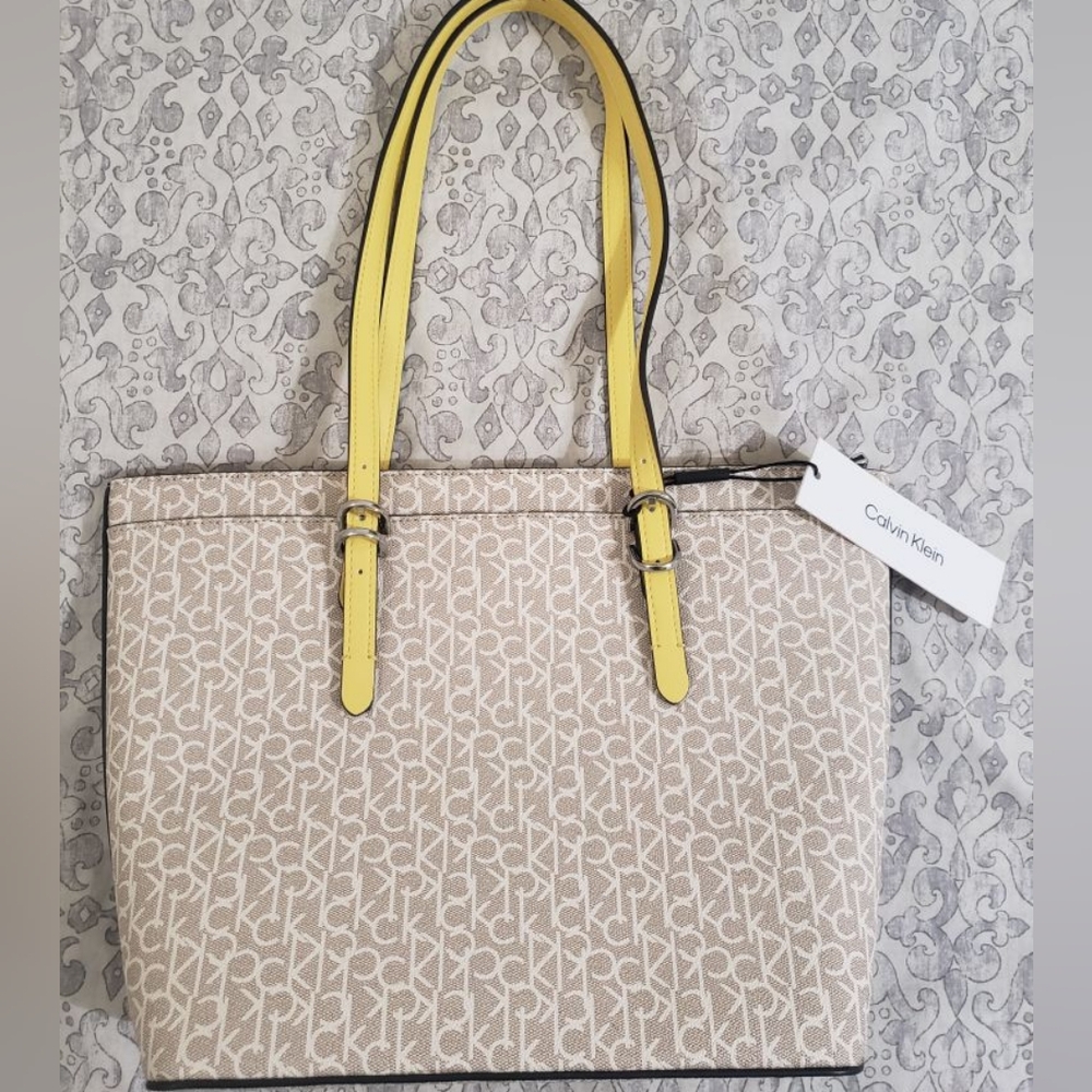 Ladies Calvin Klein Tote Bag Yellow - Picture 2 of 6